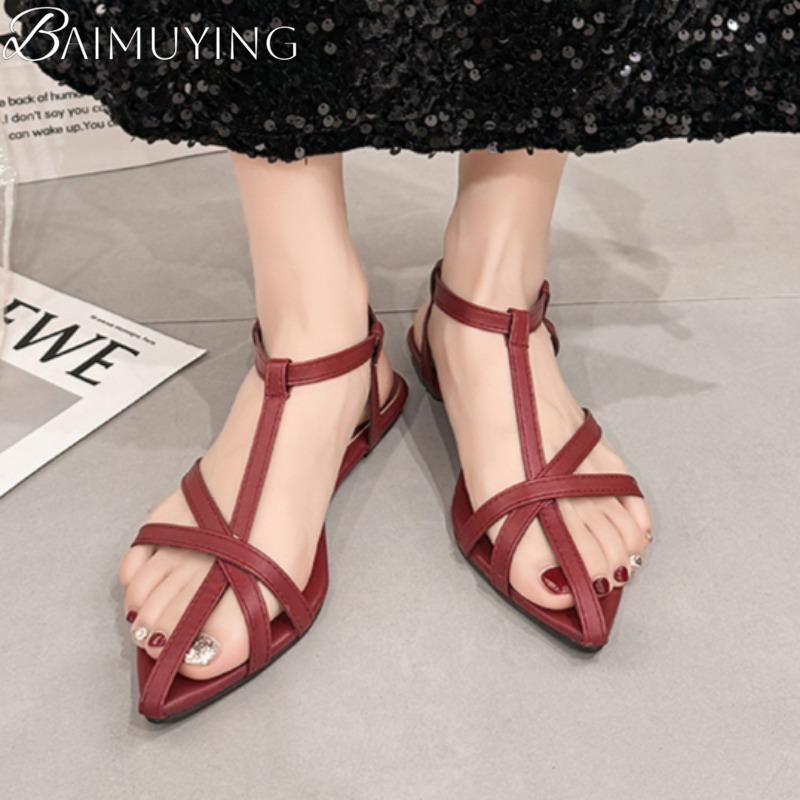 Mode Dam Spetsiga Ballerinaskor Sandaler Slingback Skor Sommar 2025 Klänning Tofflor Strand Casual Skor Designer Retro Sandalias De Mujer