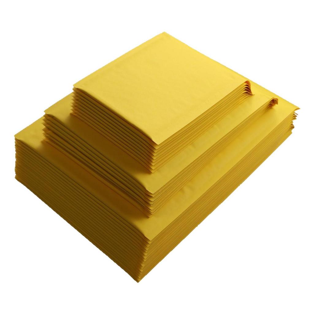 Yellow Kraft Bubble Mailer - Durable Shockproof Envelope for Clothing, Stationery, and Books