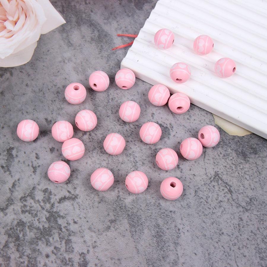 Valentine'S Day Love Wooden Beads Home Decoration Colorful Wooden Beads Wreath Accessories Diy Fringed Hemp Rope Wooden Beads String