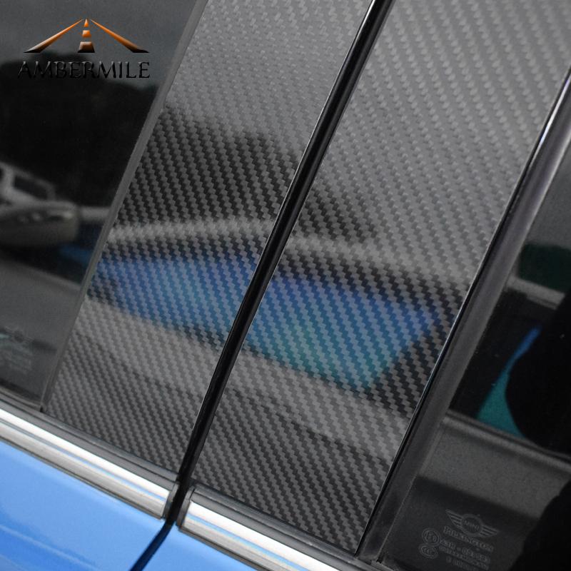 Carbon Fiber B Pillar Window Trim Cover Sticker For Mini Cooper F54 F55 F60 Clubman Countryman Auto Exterior Decor Parts