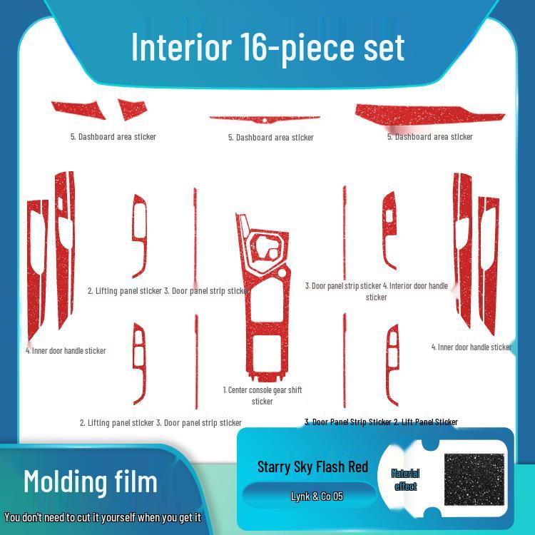Sternenhimmel-Folie für Lynk&Co 01 Innenraum, Beschädigungsfreie Ersatzlösung für Modifikation: Modelle 02, Flammpunkt 05, Matt 06 Aufkleber.