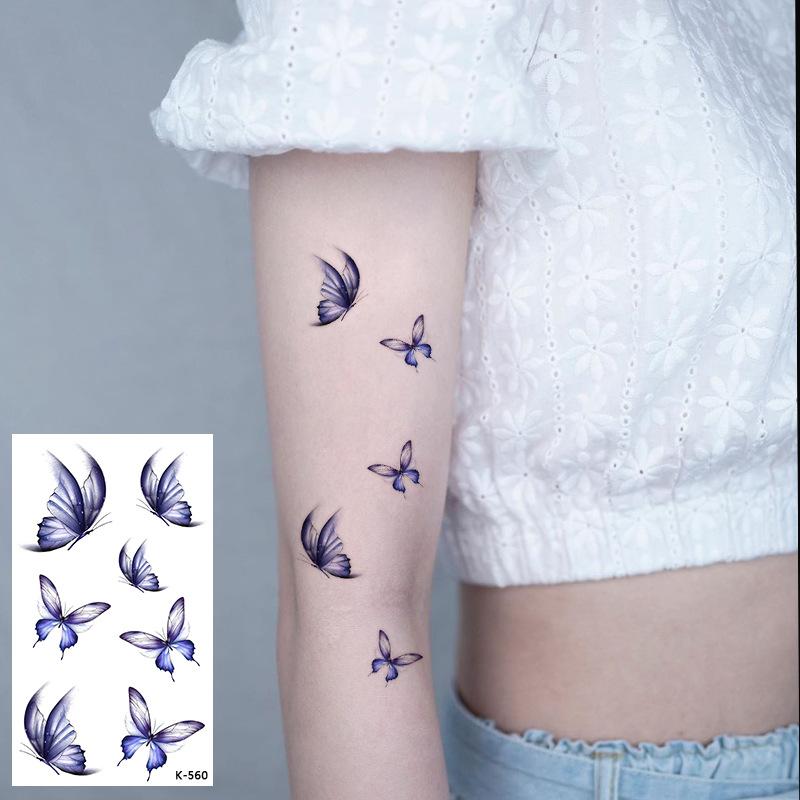 Small Fresh Tattoo Sticker, English, Alphabet Flower Butterfly Sketch Line, Waterproof Tattoo Sticker Tattoo