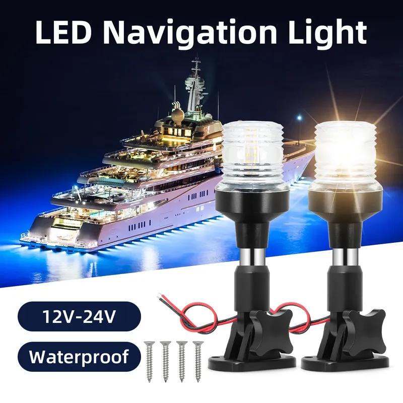 1pc Navigation Light 360 Degree White LED Fold Down Stern Lights Anchor Lights for Pontoons / Fishing Boats 6Inch 9 Inch 12 Inch