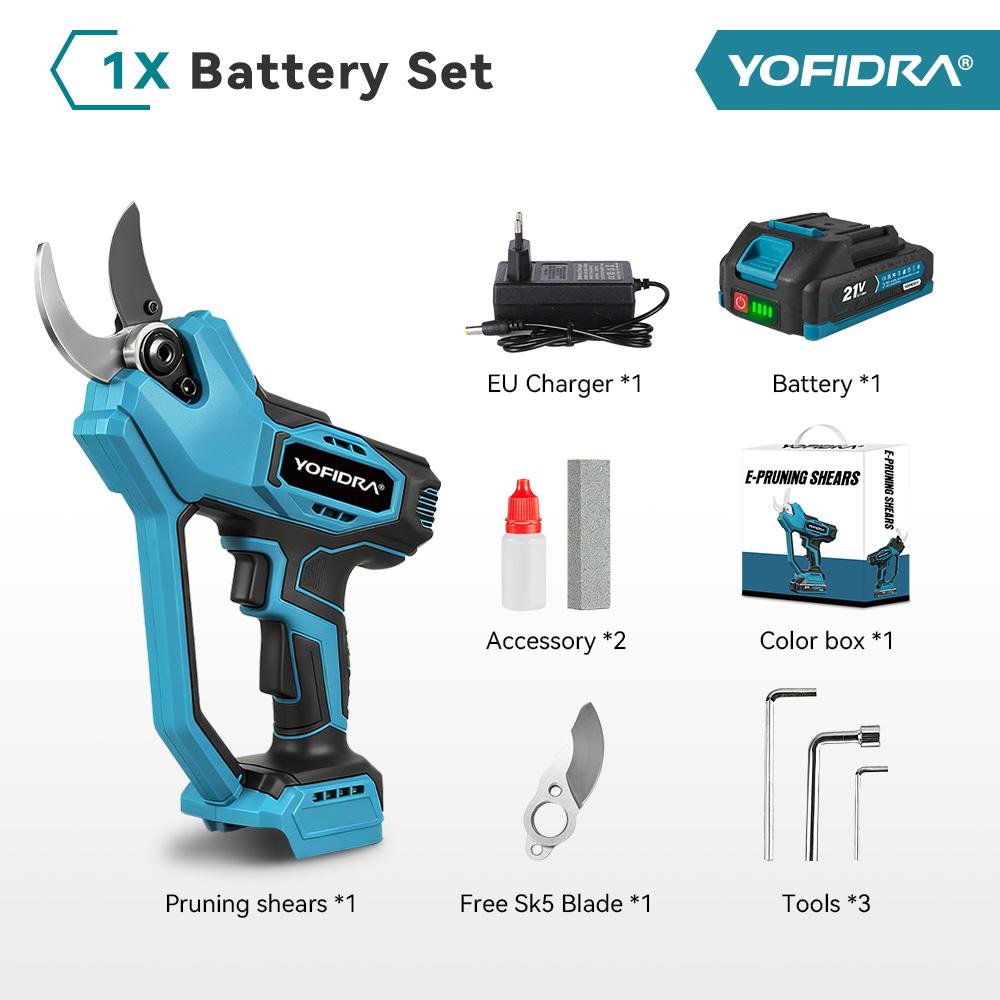 Yofidra 60mm KI Zahnräder Steuerung Bürstenlose Elektrische Astschere Akku Baum Bonsai Beschneidung Elektrische Schere Für Makita 21V Akku