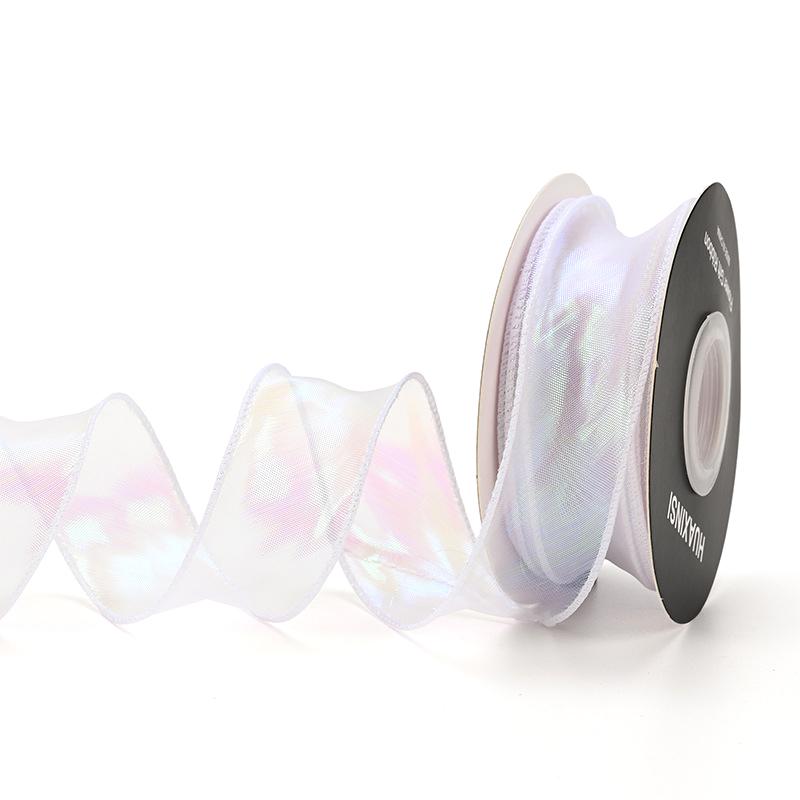 4Cm Fancy Flower Flower Bouquet Packaging Material Cake Tie Plain Fishtail Yarn Wavy Yarn Ribbon white