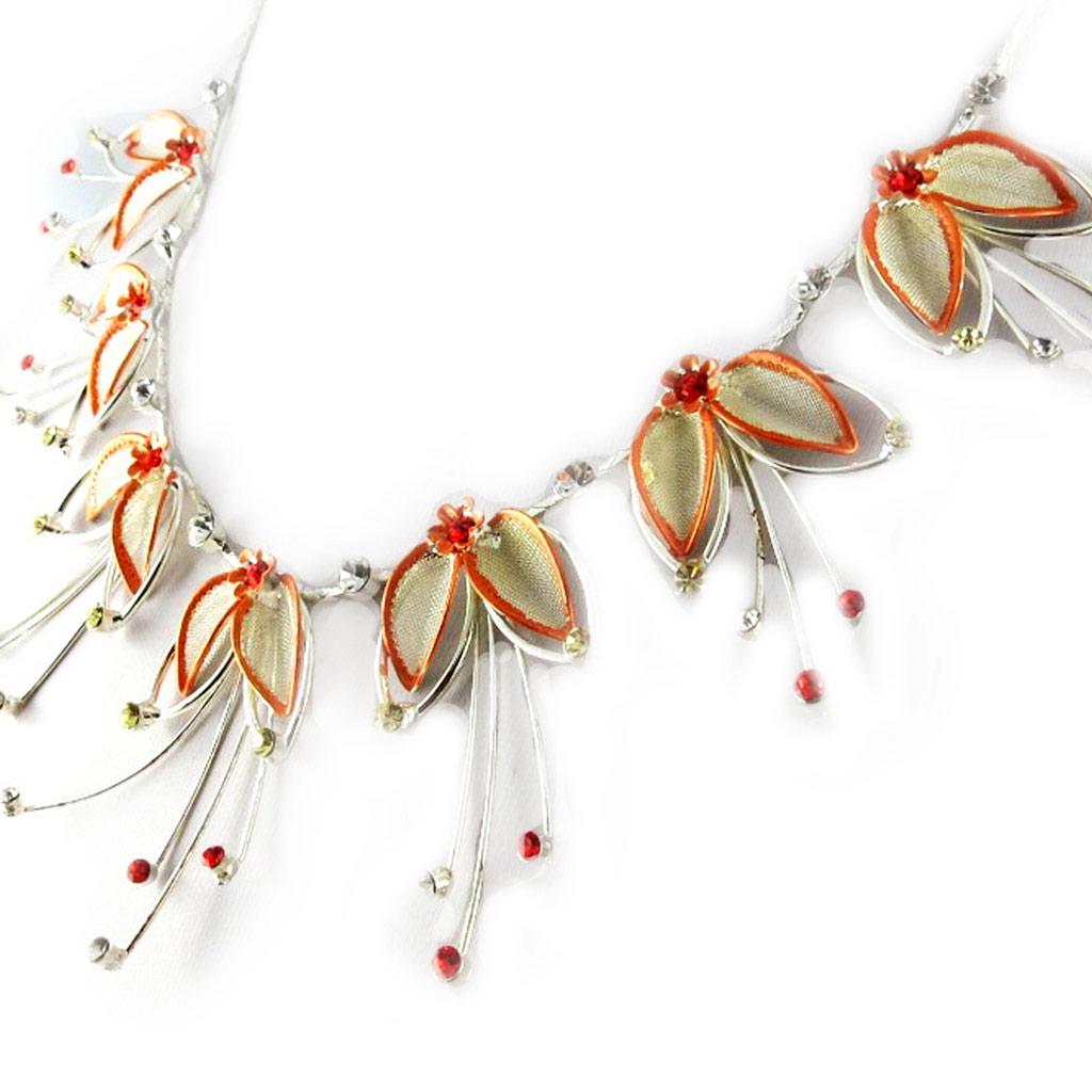 Les Trésors De Lily [D2255] - Orange 'Gala' Designer Necklace