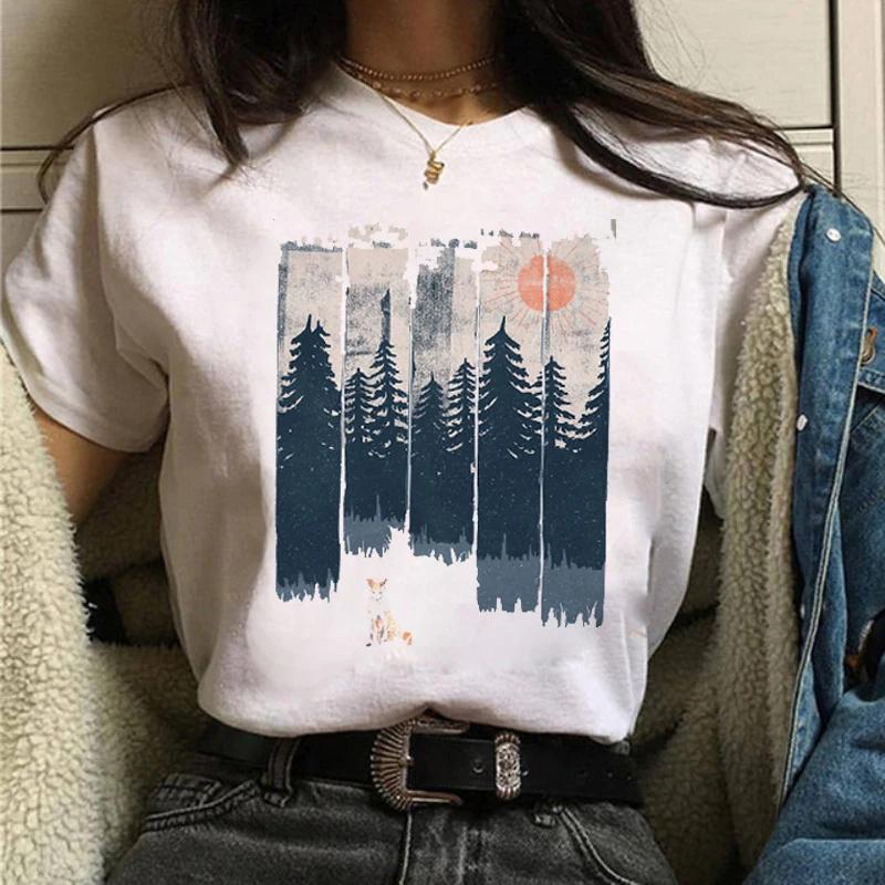 Forest Mountain Unisex T Shirt Fashion summer T-shirts Lady Tshirts Tee Y2K Tops Harajuku White Casual FeUnisex T Shirt girl