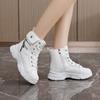 New Autumn and Winter Women's Solid Color Velvet Mid-top Cotton Shoes, Snow Boots Increase the Height and Keep Warm
