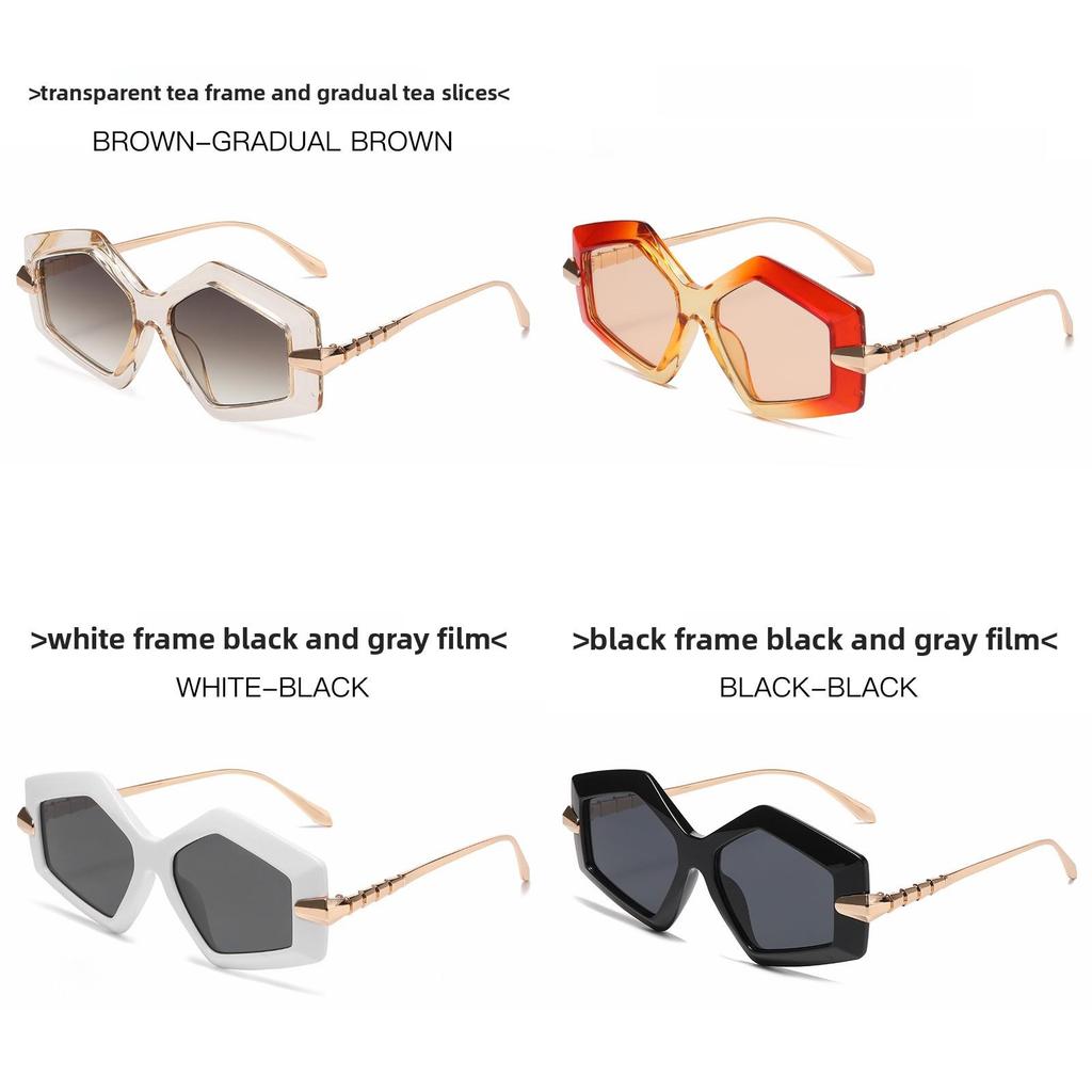 Snake Pattern Metal Frame Polygon Sunglasses With Uv400 Protection For Fashion Women And Outdoor Wear