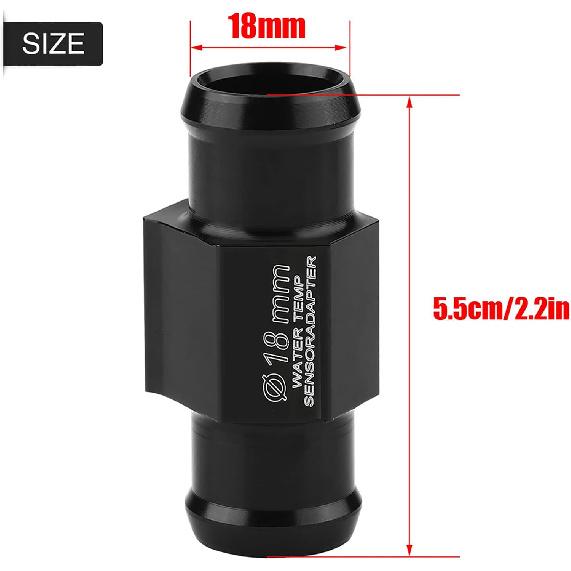 18mm Water Temp Adapter, Keenso Aluminum Temperature Gauge Adapter Joint Pipe Radiator Adaptor with 2 Clamps