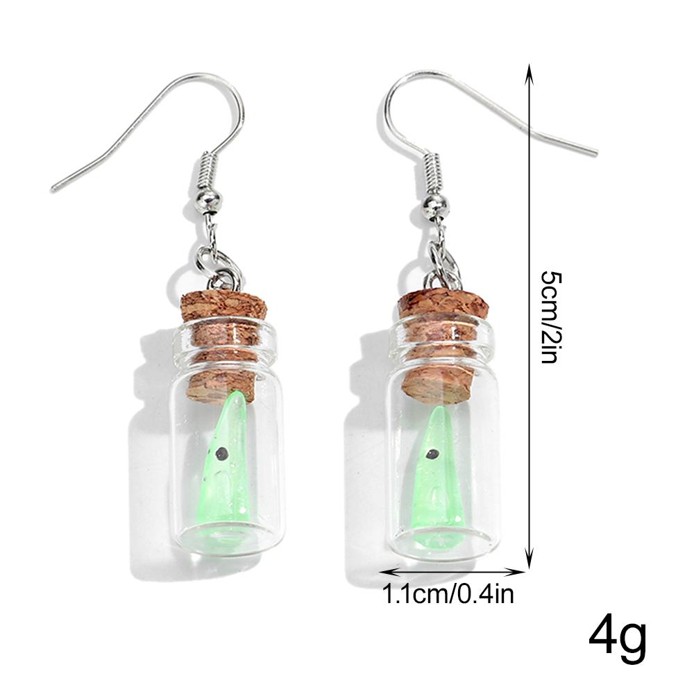 Halloween Ghost Drifting Bottle Acrylic Earrrings for Women Glow In the Dark Spooky Drop Earring Necklace Party Jewelry Gifts
