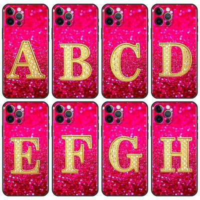 Altın Pembe Mektup Telefon Kılıfı iPhone Samsung Galaxy Redmi Xiaomi Oppo OnePlus Not SA 7 8 9 10 11 12 13 14 20 21 22 23 53 54 Pro Max Ultra TPU Yumuşak
