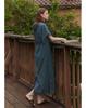 Myue Drawstring Hooded Dress Teal Blue
