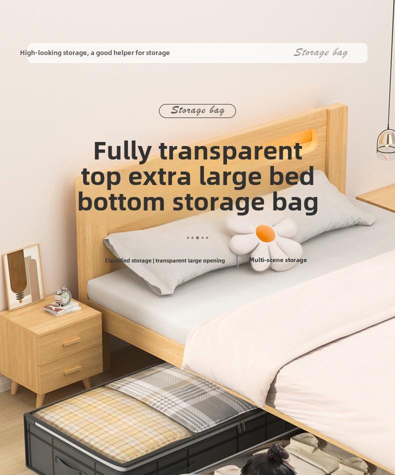 2pcs Extra Large Under-Bed Storage Boxes, Thick Dustproof Moisture-Resistant Organizer with Clear Lid, Space-Saving for Storage