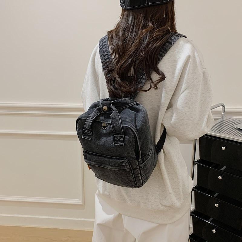 Retro Denim Backpack Student Schoolbag