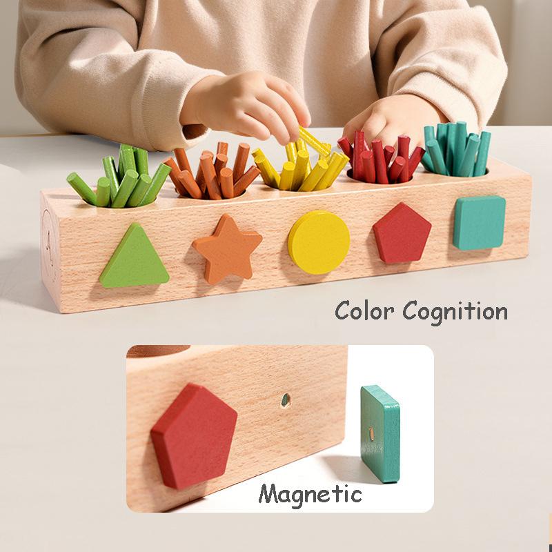 Kids Magnetic Math Game Montessori Toys Wooden Counting Stick Geometry Shape Color Sorting Games Parish Learning Educational Toy
