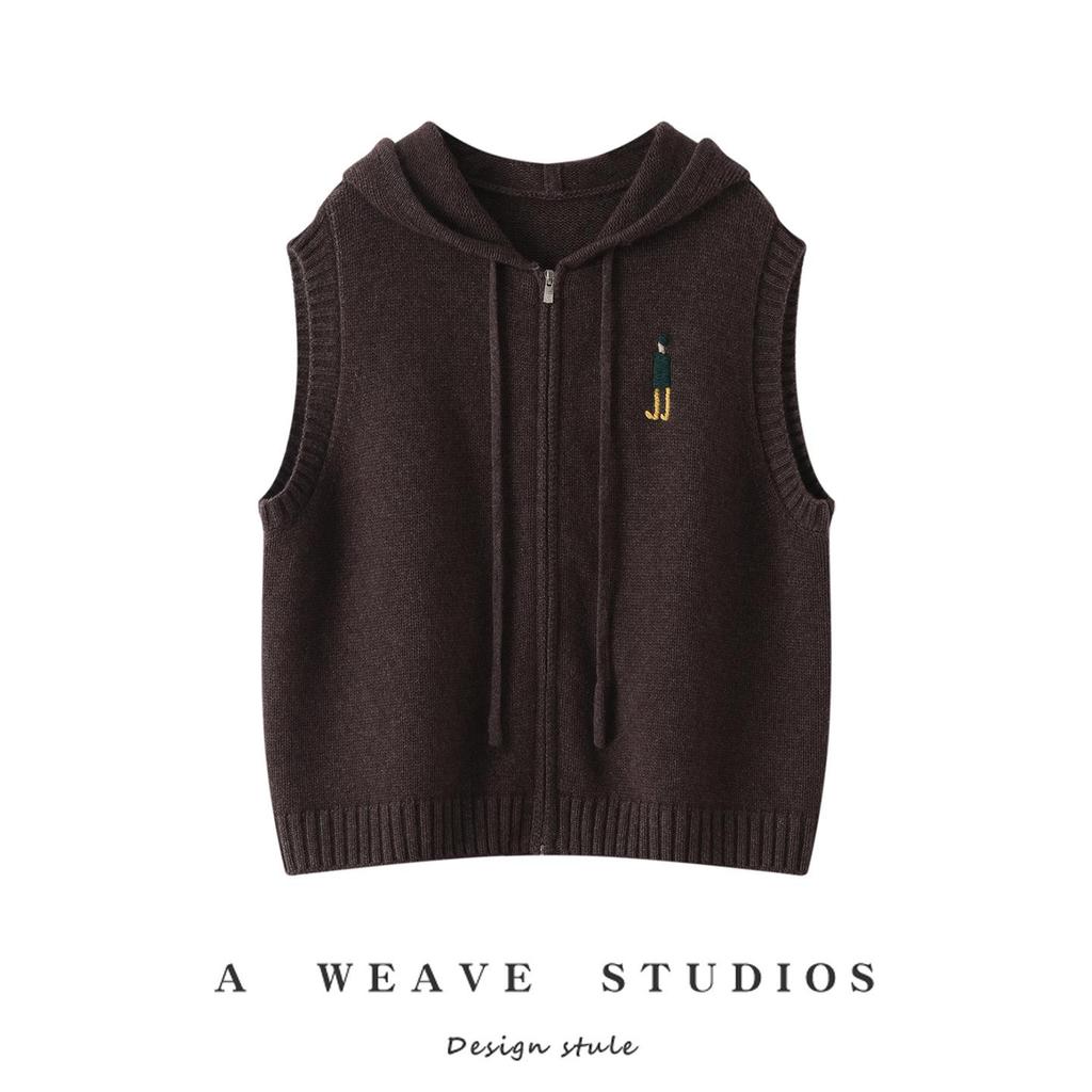 Women's Versatile Knit Hooded Vest Cardigan for Autumn/Winter