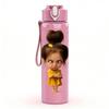 1PC Little Afro Girl Yellow Dress Portrait Print 750ml Color Plastic Sports Water Bottle Leakproof Flip Straw Lid Suitable for Sports Office Home Use