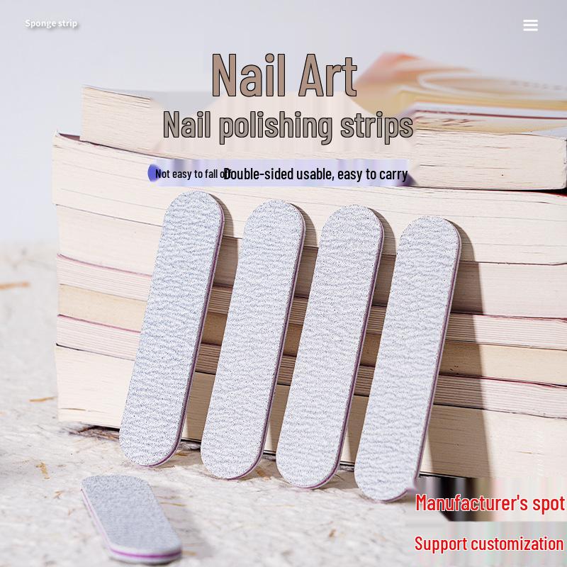 Grå dobbeltsidig mini neglefil og poleringsstripe (9x2 cm) for Manikyr og Neglekunst