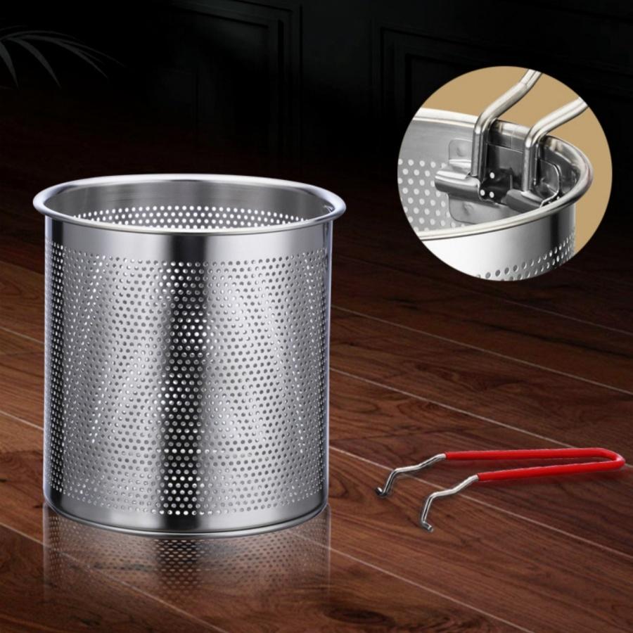 Stainless Steel Gas Mini Pot, Japanese-style Oil-saving Small Fryer with Filter Screen