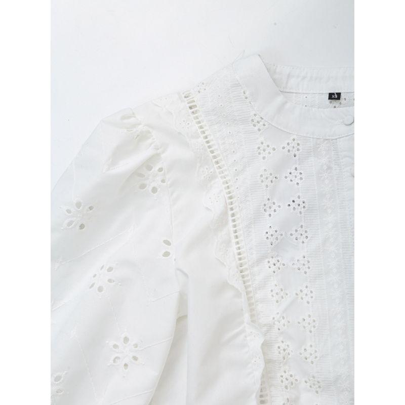 Kaslead Women's Clothing Fashion Casual Cut Out Embroider