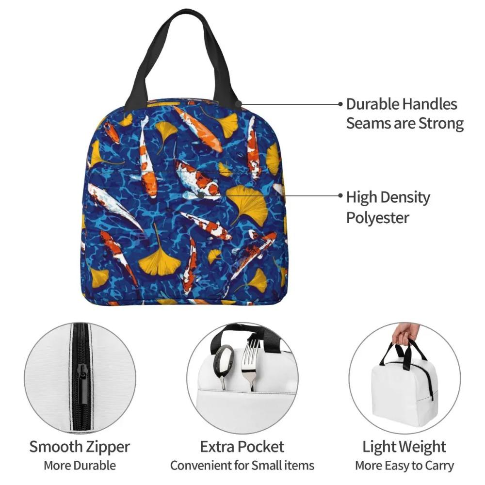 Vibrant Japanese Koi Fish Ripple Insulated Lunch Bag for Kids School Cooler Thermal Food Box Tote Portable Lunch Boxes Container