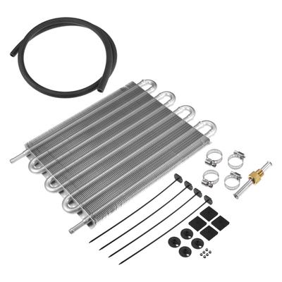 Partuto 1 Set of 8 Universal Transmission Oil Coolers - Trailer Truck RV Transmission Oil Cooler Engine Fuel Line Hose Aluminum Alloy Silver Tone