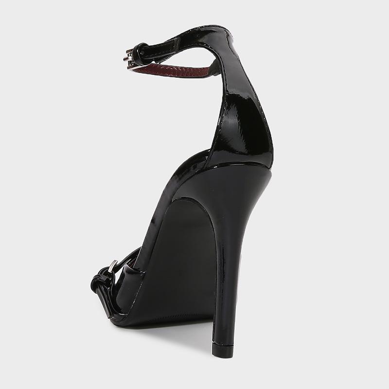 Mode Damen Leder Schuhe Schnalle Pumps Rot Spitz Slingback Hoher Absatz Sandale Sommer Mode Sexy Party Punk Got Htalons Femme