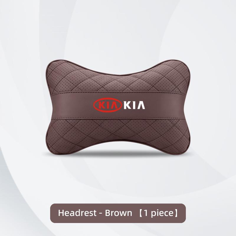 Car Seat Neck Pillow Leather Headrest Lumbar Waist Support Mat For KIA EV6 Stinger RIO Sorento Picanto Ceed Borrego Syros K4 K5