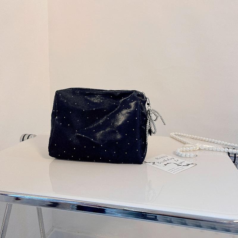 Fashion Rhinestone Small Makeup Bag Beaded Bowknot Multi-Purpose Cosmetic Bag Storage Bag Travel