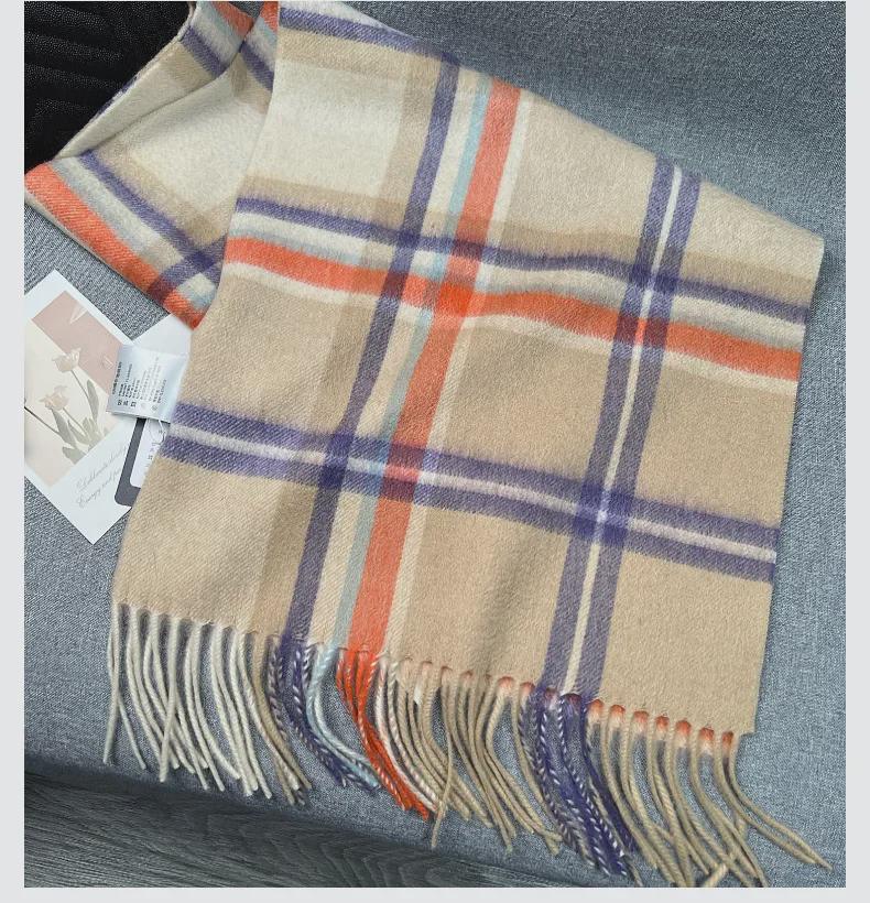 2024 Women's Winter British Style Scarf: 100% Pure Australian Wool, High-End & Warm