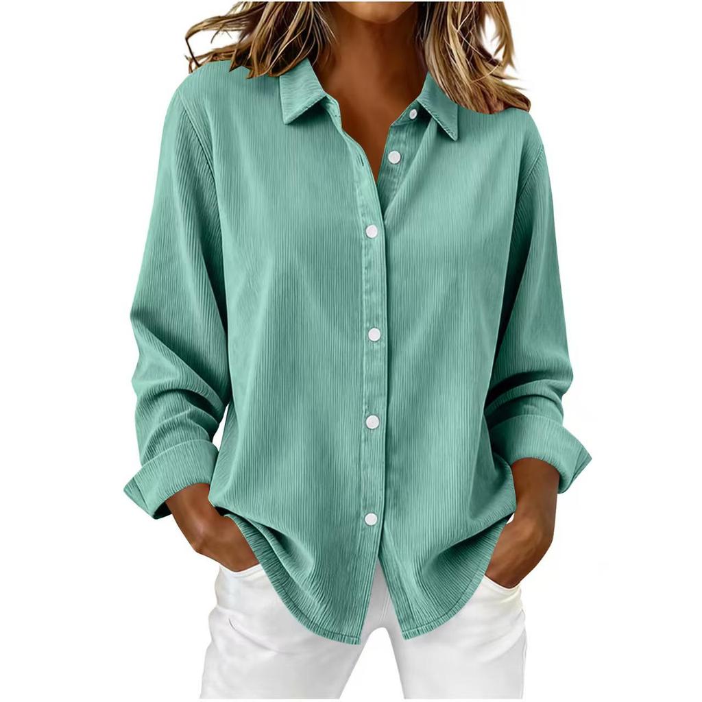 Giacca Camicia da Donna in Velluto a Coste Stile Europeo/Americano Autunno/Inverno Larga 2025