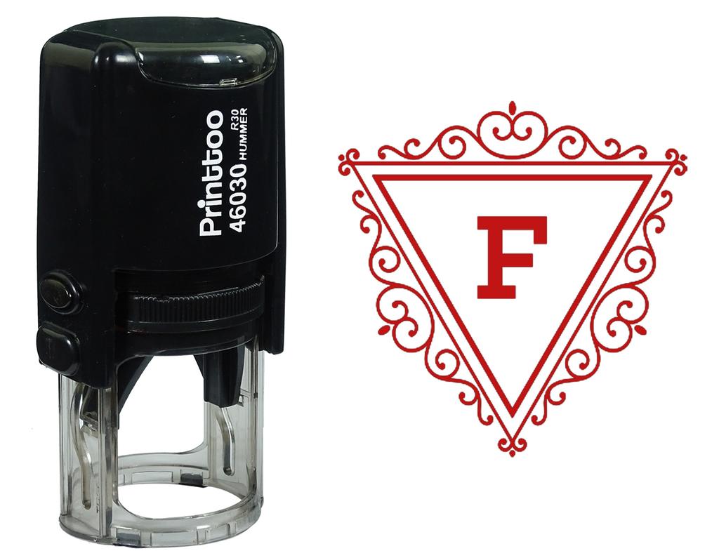 Printtoo F Alphabet Swirl Border Triangle Monogram Initial Self Inking Rubber Stamp Office