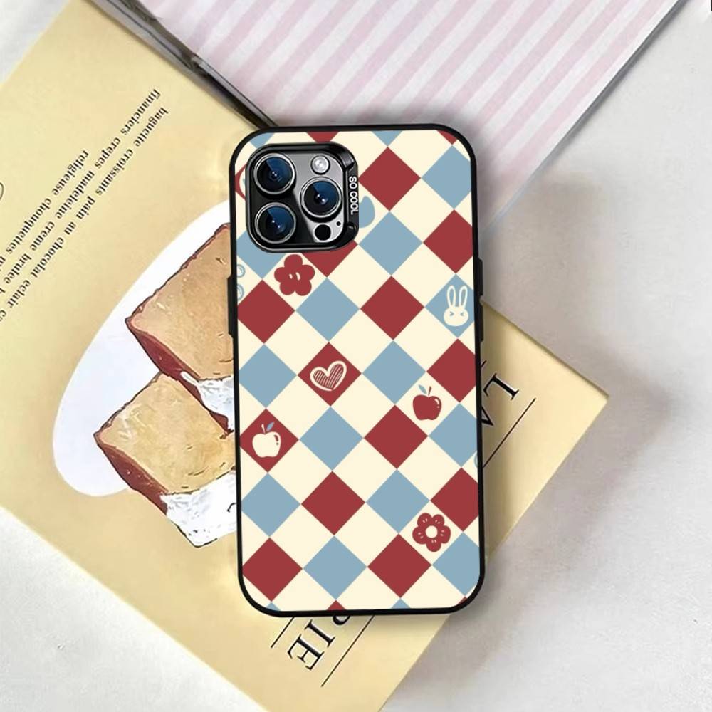 plaid background Phone Case For iPhone 17,16,15,14,13,12,11 Plus,Pro Max,XS,Colored Silver Plated Inside Cover