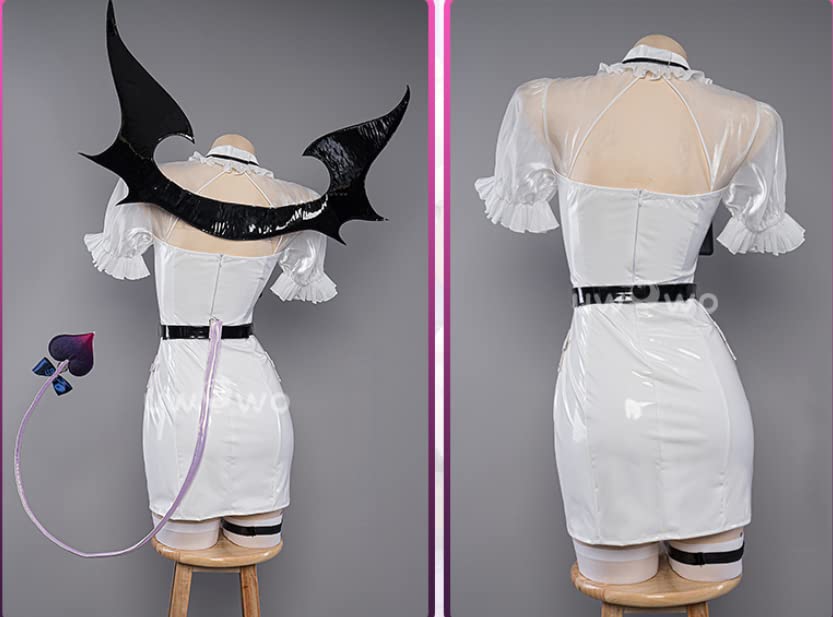 Lavender Keqing Nurse Cosplay PU Size Perfect for Halloween and Christmas Costume, Sexy, Leather, Charming, Devilish, LL,