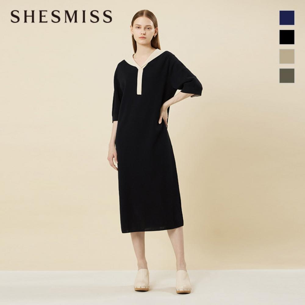 

She S miSS Sailor Collar Color Knit dreSS SSkopn21010 light beige/55