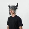 Animal Earflap Hat Cosplay Headwear Winter Warm Hat with Bull Horn For Women Teens Halloween Party Costume Accessories