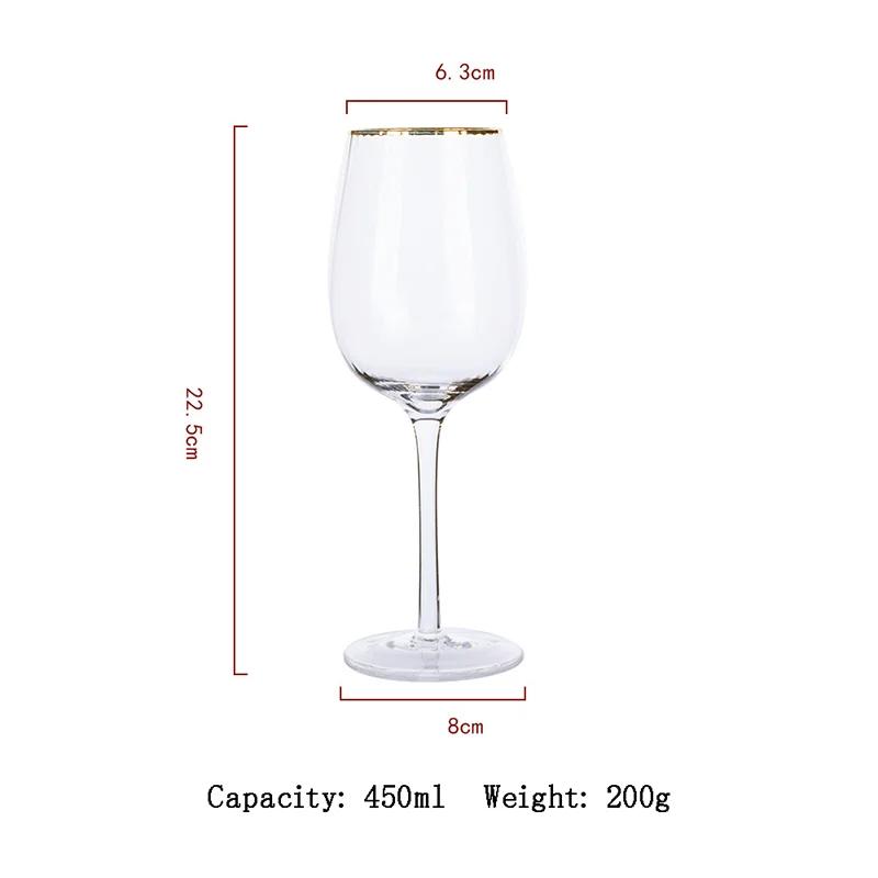 Golden Edge Vertical Striped Wine Glass Wedding Crystal Glass Goblet Champagne Glasses Transparent Vodka Whiskey Cup Beer Glass