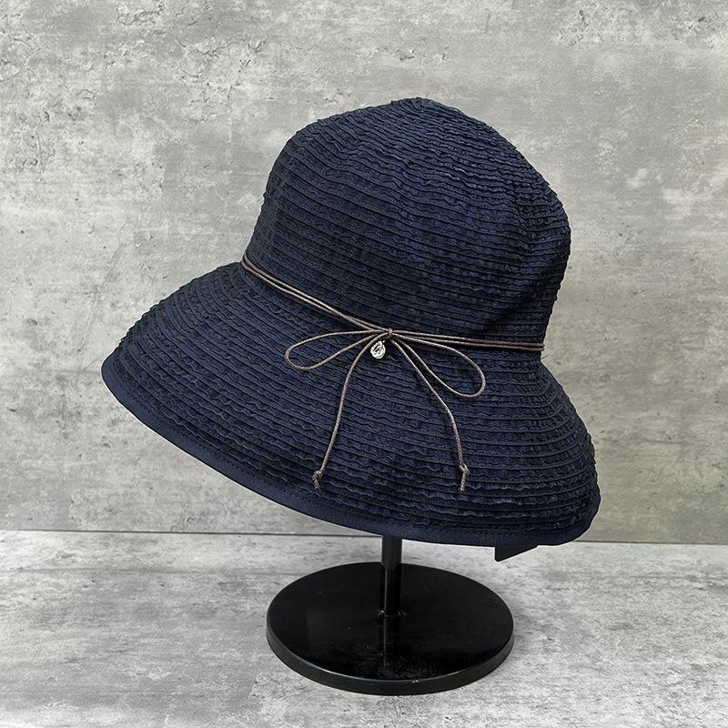 Japanische Schleife Süßer Fischerhut Damen Sommer Strand Krempe Reise Sonnenschutz Vielseitiger leichter Stoffhut