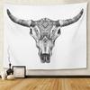 Emvency Tapestry Black Bull Aztec Longhorn Skull Cow Tribal Home Decor Wall Hanging for Living Room Bedroom Dorm 60x80 Inches