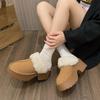 Warm and heightened thick-soled fluffy slippers for women's outer wear 2025 new autumn and winter velvet non-slip cotton slippers thick-soled slippers