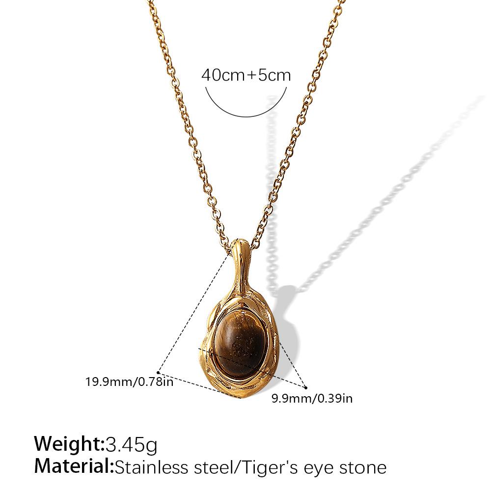 Niche High-End Tiger'S Eye Stone Ring French Commuter Versatile Design Natural Stone Necklace