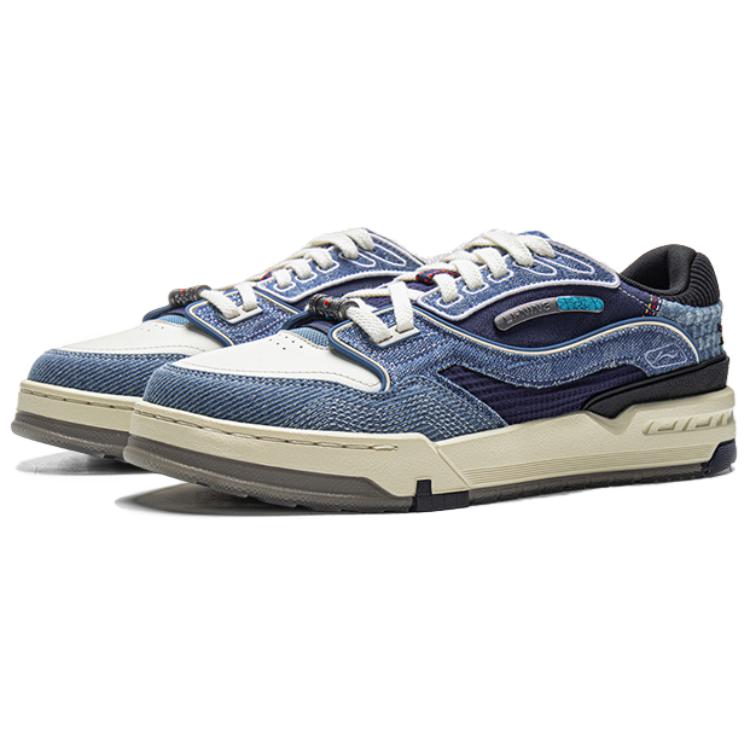 Li Ning 001 BTC 3 Slip Resistant Cushioning Abrasion Resistant Lightweight Low top Skateboard Shoes Unisex Blue AGCV281-2