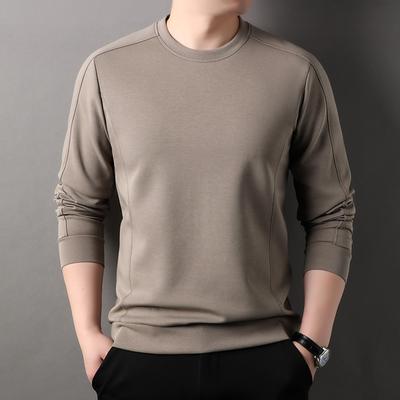 Frühling und Herbst Neues Herren Langarm-T-Shirt Jugend Knitterarm Bügelfrei Schulterärmel Rundhals Langarm-Poloshirt