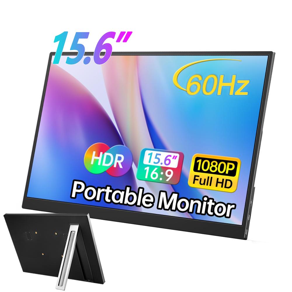 15.6/18.5 '' Portable Monitor 60/100Hz 1080P HDR With VESA Hole & Back bracket Laptop Extended Display for Mac Laptop PC Switch