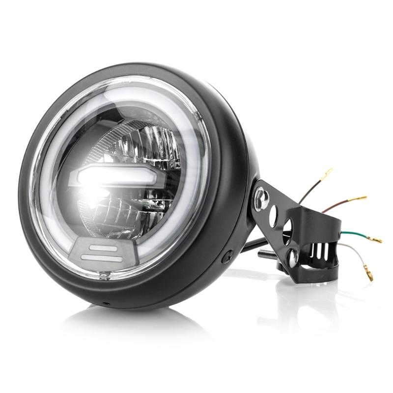 6.5 Inch Round LED Motorcycle Headlight with Brackets Assembly Suitable for Custom Bikes Cafe Racers Enhanced Visibility