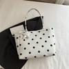 Women S Classic Polka Dot Canvas Tote Bag Large Capacity Shoulder Bag For Commute School