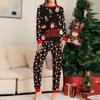 Christmas Woman Mom Printed Letter Top+Lattice Pants Xmas Family Clothes Pajamas