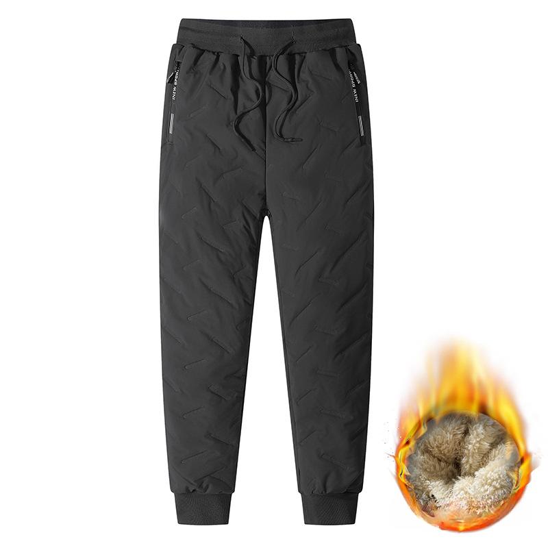 

2026 Winter Warm Cotton Pants Men s Large Lamb Plush Thickened Warm Loose Straight Leg Casual Pants L серый