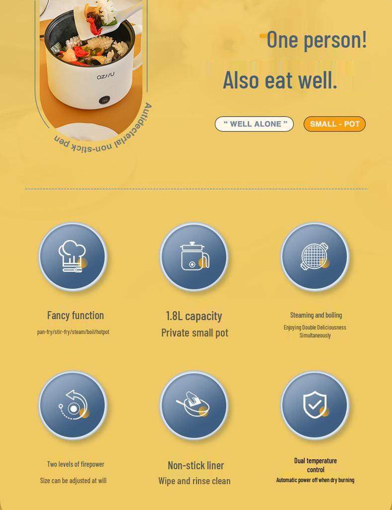 Compact Multi-Functional Electric Cooker: Mini Rice, Soup & Dorm Pot (EU & UK Standards)